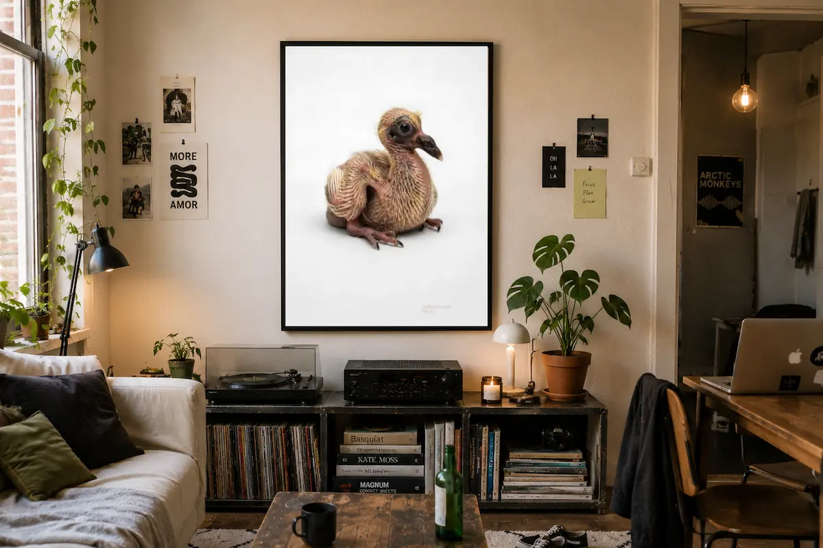Pigeon shown as wall art